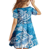 World Ocean Day Polynesian Pattern Family Matching Short Sleeve Bodycon Dress and Hawaiian Shirt Crystal Waves LT7 - Polynesian Pride