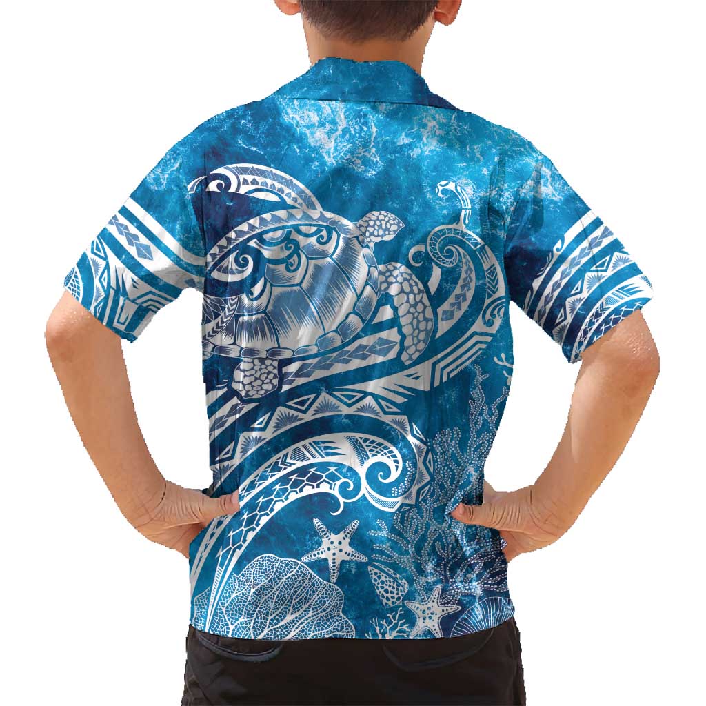 World Ocean Day Polynesian Pattern Family Matching Tank Maxi Dress and Hawaiian Shirt Crystal Waves LT7 - Polynesian Pride