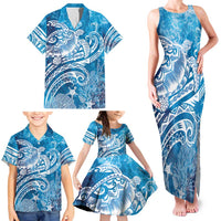World Ocean Day Polynesian Pattern Family Matching Tank Maxi Dress and Hawaiian Shirt Crystal Waves LT7 - Polynesian Pride