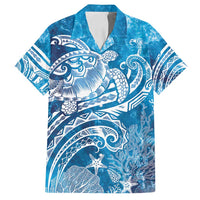 World Ocean Day Polynesian Pattern Family Matching Tank Maxi Dress and Hawaiian Shirt Crystal Waves LT7 Dad's Shirt - Short Sleeve Blue - Polynesian Pride
