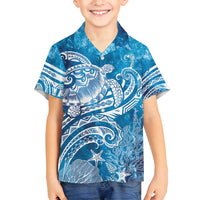 World Ocean Day Polynesian Pattern Family Matching Tank Maxi Dress and Hawaiian Shirt Crystal Waves LT7 Son's Shirt Blue - Polynesian Pride