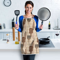 Aloha Hawaii Vintage Kahili Pa'a Lima Apron Palaka Print Cozy Beige