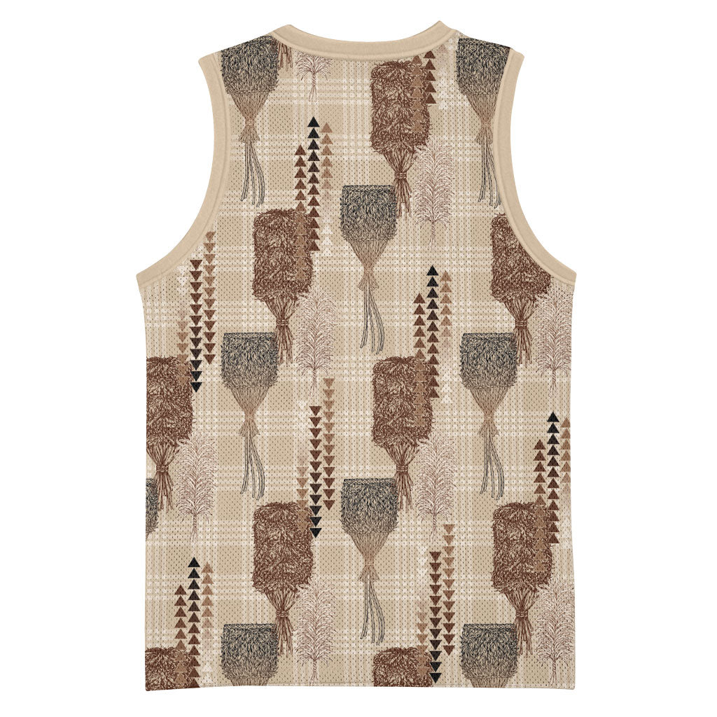 Aloha Hawaii Vintage Kahili Pa'a Lima Basketball Jersey Palaka Print Cozy Beige