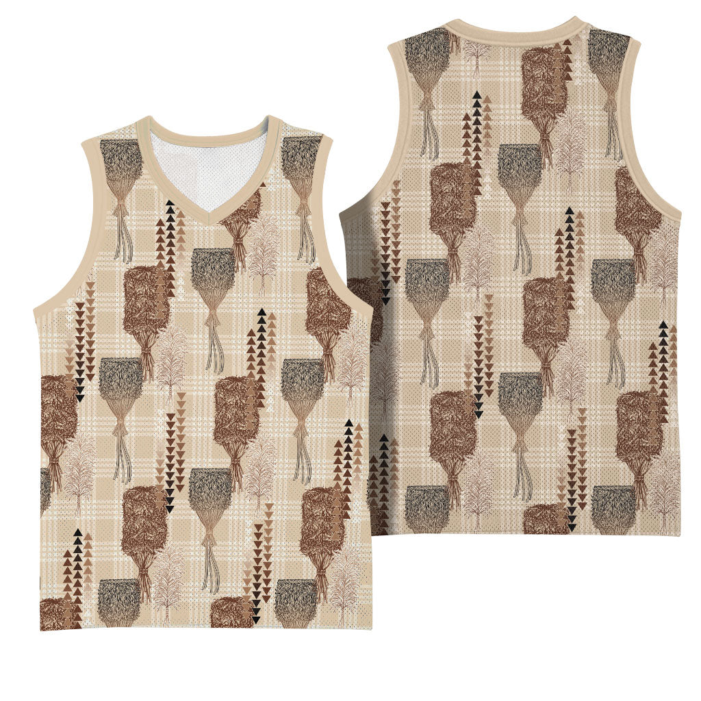 Aloha Hawaii Vintage Kahili Pa'a Lima Basketball Jersey Palaka Print Cozy Beige