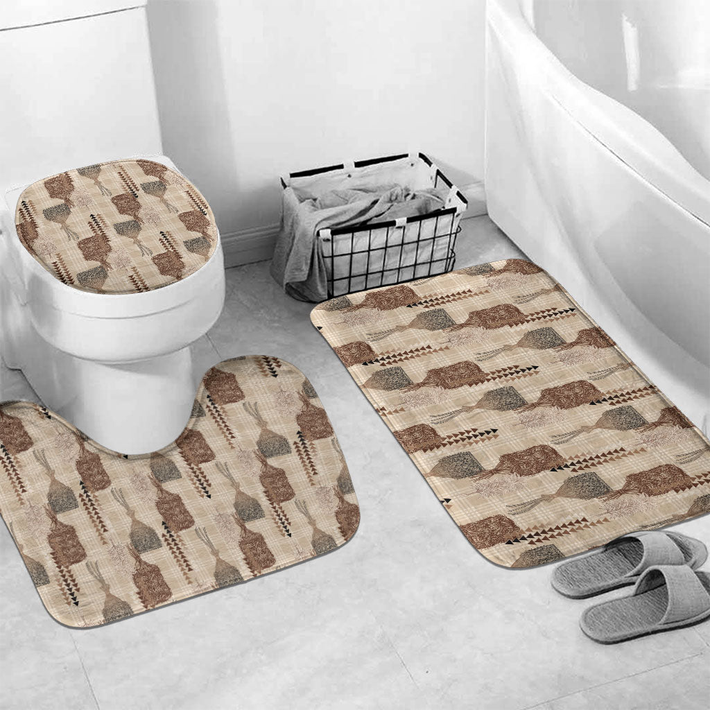 Aloha Hawaii Vintage Kahili Pa'a Lima Bathroom Set Palaka Print Cozy Beige