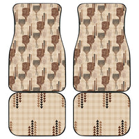 Aloha Hawaii Vintage Kahili Pa'a Lima Car Mats Palaka Print Cozy Beige