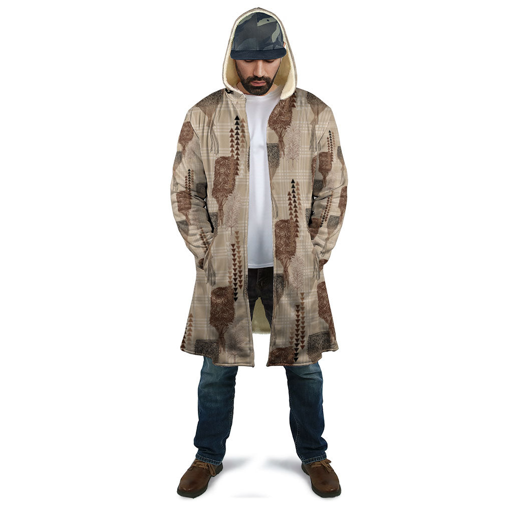 Aloha Hawaii Vintage Kahili Pa'a Lima Cloak Palaka Print Cozy Beige