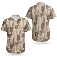 Aloha Hawaii Vintage Kahili Pa'a Lima Couples Matching Mermaid Dress and Hawaiian Shirt Palaka Print Cozy Beige