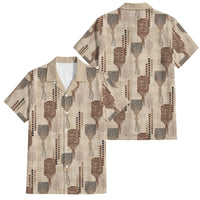 Aloha Hawaii Vintage Kahili Pa'a Lima Family Matching Short Sleeve Bodycon Dress and Hawaiian Shirt Palaka Print Cozy Beige