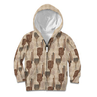 Aloha Hawaii Vintage Kahili Pa'a Lima Kid Hoodie Palaka Print Cozy Beige