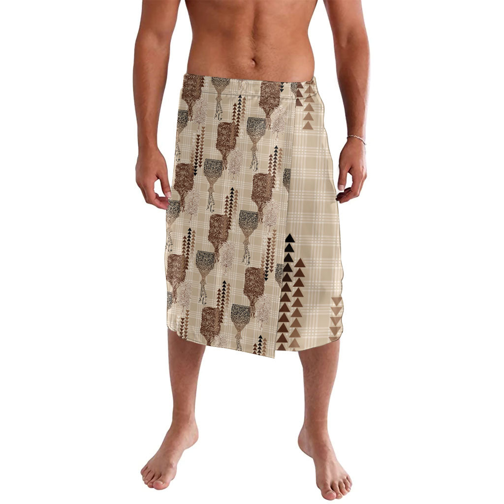 Aloha Hawaii Vintage Kahili Pa'a Lima Lavalava Palaka Print Cozy Beige LT7 Beige - Polynesian Pride
