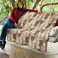 Aloha Hawaii Vintage Kahili Pa'a Lima Quilt Palaka Print Cozy Beige