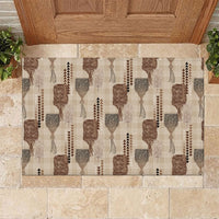 Aloha Hawaii Vintage Kahili Pa'a Lima Rubber Doormat Palaka Print Cozy Beige