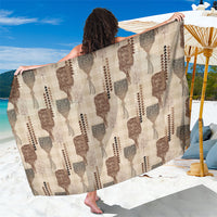 Aloha Hawaii Vintage Kahili Pa'a Lima Sarong Palaka Print Cozy Beige