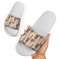 Aloha Hawaii Vintage Kahili Pa'a Lima Slide Sandals Palaka Print Cozy Beige