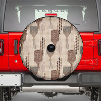 Aloha Hawaii Vintage Kahili Pa'a Lima Spare Tire Cover Palaka Print Cozy Beige