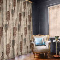 Aloha Hawaii Vintage Kahili Pa'a Lima Window Curtain Palaka Print Cozy Beige