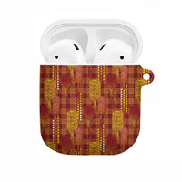 Aloha Hawaii Vintage Kahili Pa'a Lima AirPods Case Palaka Print Hilo Royal Red-Yellow