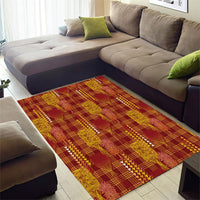Aloha Hawaii Vintage Kahili Pa'a Lima Area Rug Palaka Print Hilo Royal Red-Yellow