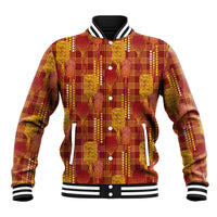 Aloha Hawaii Vintage Kahili Pa'a Lima Baseball Jacket Palaka Print Hilo Royal Red-Yellow