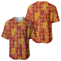 Aloha Hawaii Vintage Kahili Pa'a Lima Baseball Jersey Palaka Print Hilo Royal Red-Yellow
