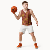 Aloha Hawaii Vintage Kahili Pa'a Lima Basketball Jersey Palaka Print Hilo Royal Red-Yellow