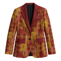 Aloha Hawaii Vintage Kahili Pa'a Lima Blazer Palaka Print Hilo Royal Red-Yellow
