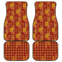 Aloha Hawaii Vintage Kahili Pa'a Lima Car Mats Palaka Print Hilo Royal Red-Yellow