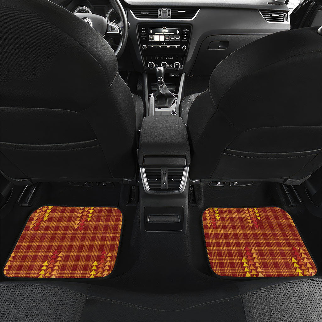 Aloha Hawaii Vintage Kahili Pa'a Lima Car Mats Palaka Print Hilo Royal Red-Yellow