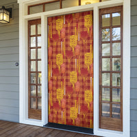 Aloha Hawaii Vintage Kahili Pa'a Lima Door Cover Palaka Print Hilo Royal Red-Yellow