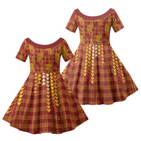 Aloha Hawaii Vintage Kahili Pa'a Lima Family Matching Summer Maxi Dress and Hawaiian Shirt Palaka Print Hilo Royal Red-Yellow