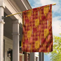 Aloha Hawaii Vintage Kahili Pa'a Lima Garden Flag Palaka Print Hilo Royal Red-Yellow