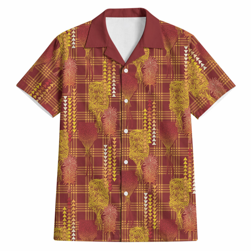 Aloha Hawaii Vintage Kahili Pa'a Lima Hawaiian Shirt Palaka Print Hilo Royal Red-Yellow LT7 Red - Polynesian Pride