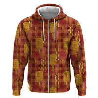 Aloha Hawaii Vintage Kahili Pa'a Lima Hoodie Palaka Print Hilo Royal Red-Yellow