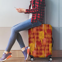 Aloha Hawaii Vintage Kahili Pa'a Lima Luggage Cover Palaka Print Hilo Royal Red-Yellow