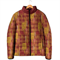 Aloha Hawaii Vintage Kahili Pa'a Lima Padded Jacket Palaka Print Hilo Royal Red-Yellow