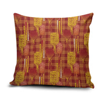 Aloha Hawaii Vintage Kahili Pa'a Lima Pillow Cover Palaka Print Hilo Royal Red-Yellow