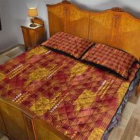 Aloha Hawaii Vintage Kahili Pa'a Lima Quilt Bed Set Palaka Print Hilo Royal Red-Yellow