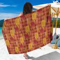 Aloha Hawaii Vintage Kahili Pa'a Lima Sarong Palaka Print Hilo Royal Red-Yellow