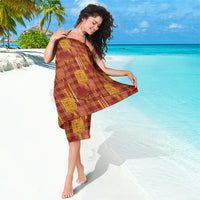 Aloha Hawaii Vintage Kahili Pa'a Lima Sarong Palaka Print Hilo Royal Red-Yellow