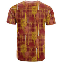 Aloha Hawaii Vintage Kahili Pa'a Lima T Shirt Palaka Print Hilo Royal Red-Yellow