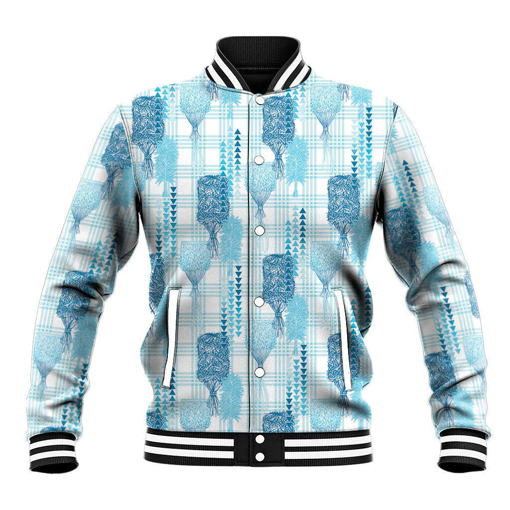 Aloha Hawaii Vintage Kahili Pa'a Lima Baseball Jacket Palaka Print Oceanic Turquoise LT7 Unisex Turquoise - Polynesian Pride