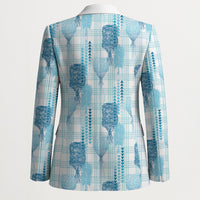 Aloha Hawaii Vintage Kahili Pa'a Lima Blazer Palaka Print Oceanic Turquoise