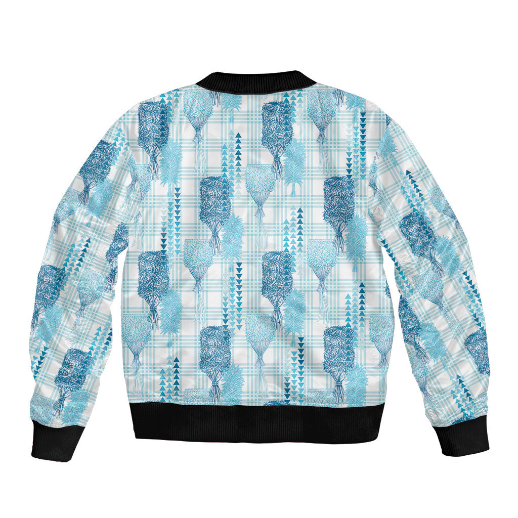Aloha Hawaii Vintage Kahili Pa'a Lima Bomber Jacket Palaka Print Oceanic Turquoise