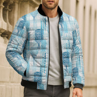 Aloha Hawaii Vintage Kahili Pa'a Lima Bomber Puffer Jacket Palaka Print Oceanic Turquoise