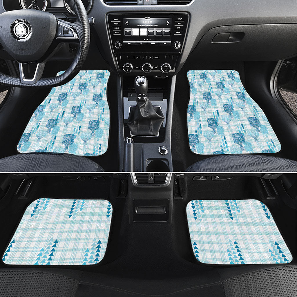 Aloha Hawaii Vintage Kahili Pa'a Lima Car Mats Palaka Print Oceanic Turquoise
