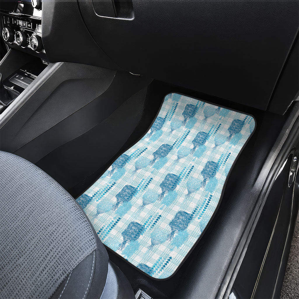 Aloha Hawaii Vintage Kahili Pa'a Lima Car Mats Palaka Print Oceanic Turquoise