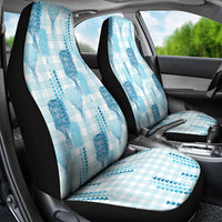 Aloha Hawaii Vintage Kahili Pa'a Lima Car Seat Cover Palaka Print Oceanic Turquoise