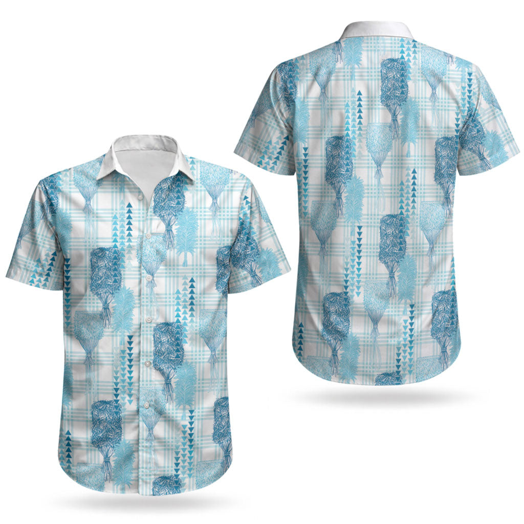 Aloha Hawaii Vintage Kahili Pa'a Lima Couples Matching Long Sleeve Bodycon Dress and Hawaiian Shirt Palaka Print Oceanic Turquoise