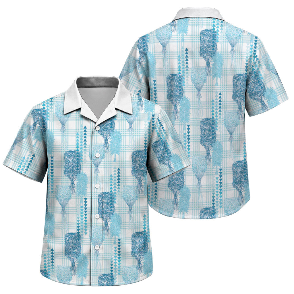 Aloha Hawaii Vintage Kahili Pa'a Lima Family Matching Off The Shoulder Long Sleeve Dress and Hawaiian Shirt Palaka Print Oceanic Turquoise